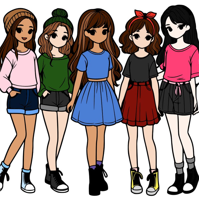 a group of five girls