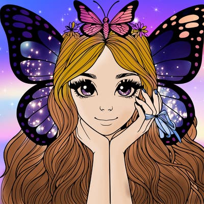 butterfly realistic girl