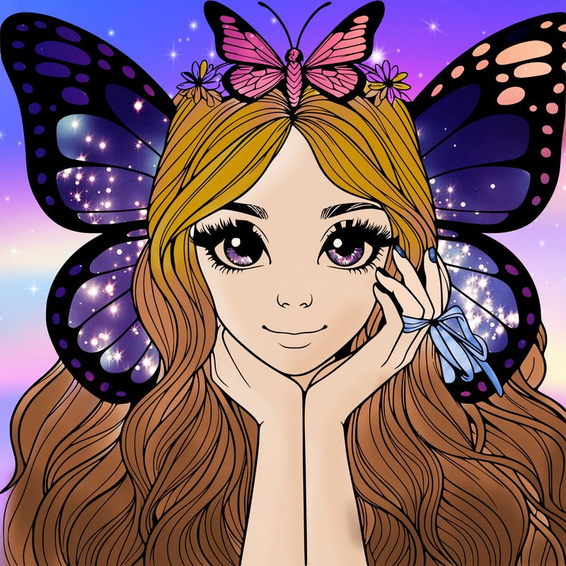 butterfly realistic girl