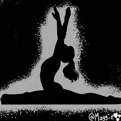 realistic gymnast doing splits with plain background