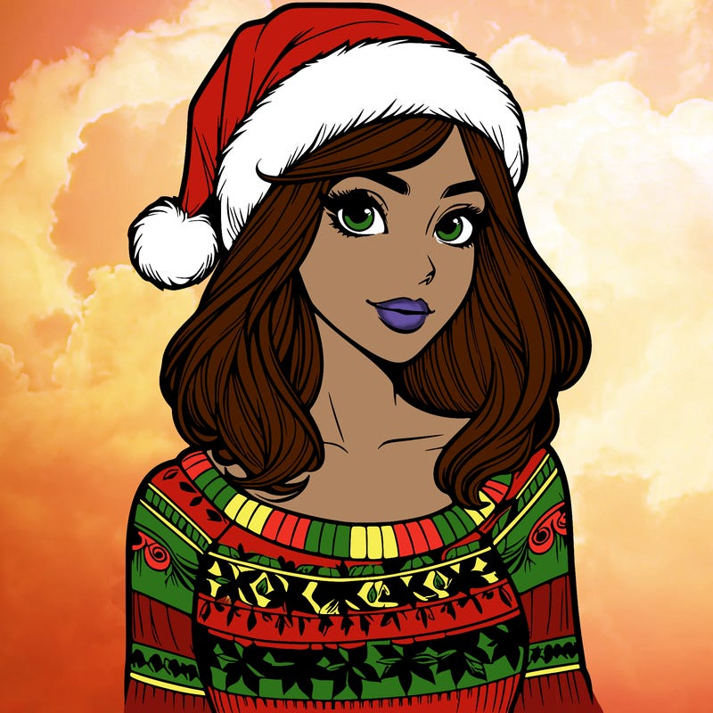 realistic lady in a christmas sweater