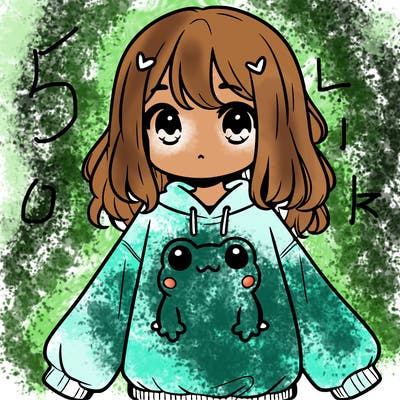 girl wearing frogging sweatshirt