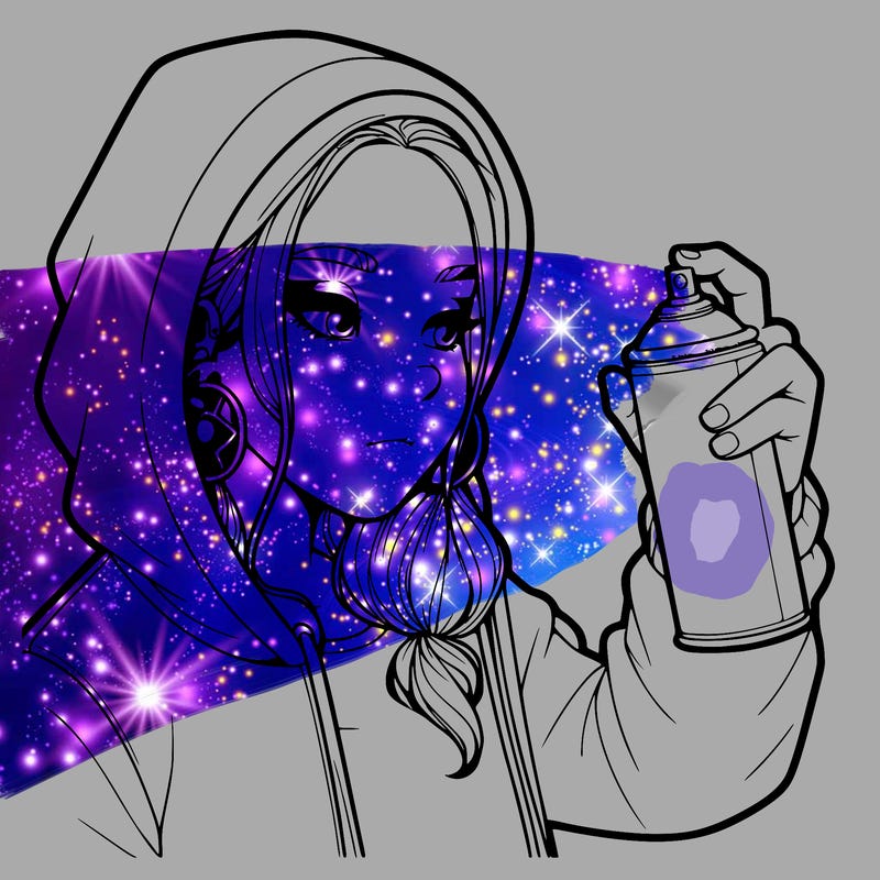 a realistic girl, spray painting