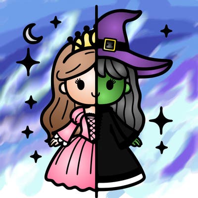 split princess and witch