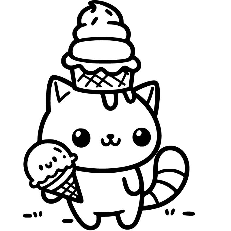 a cat with a ice cream on it’s head