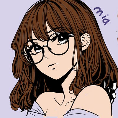 manga woman character with glasses and nice lips