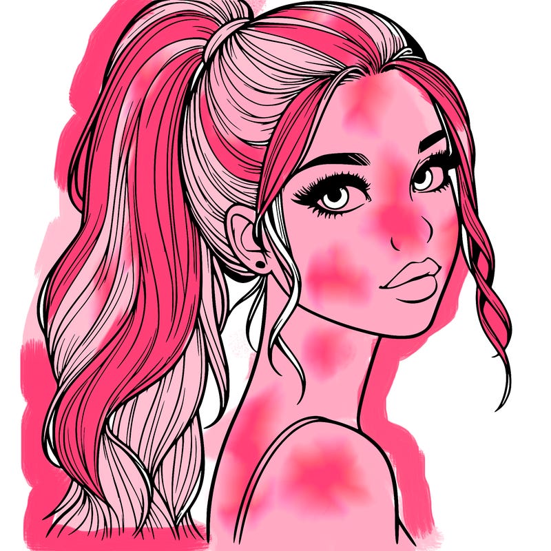 realistic pretty girl with high pony tail