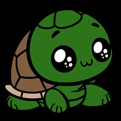 cute little animated turtle