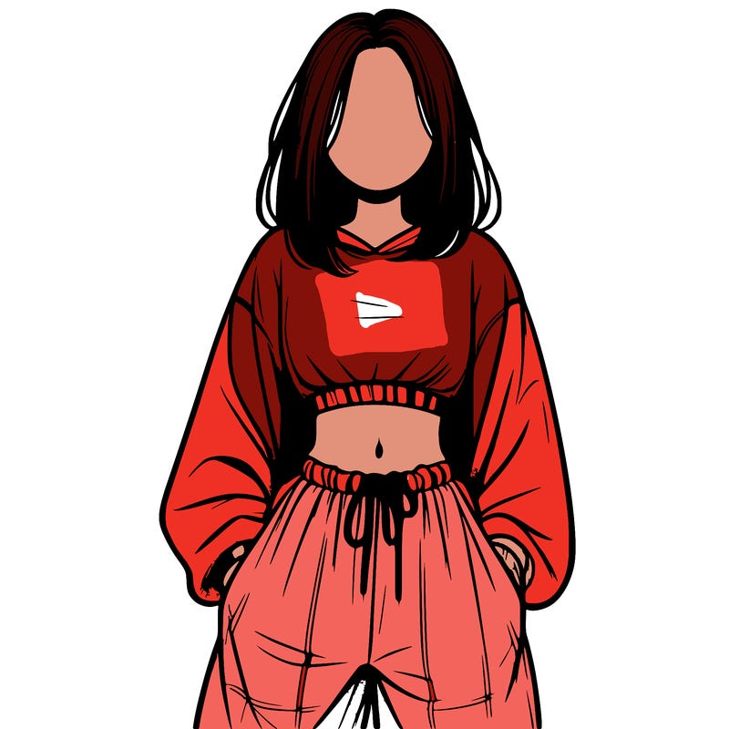 realistic girl faceless with baggy pants and a crop top
