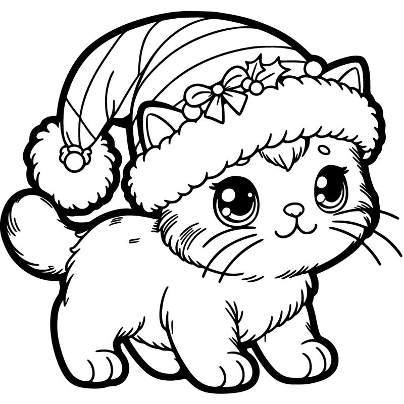 kitten with christmas hat