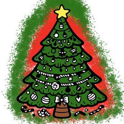 christmas tree with lots of details