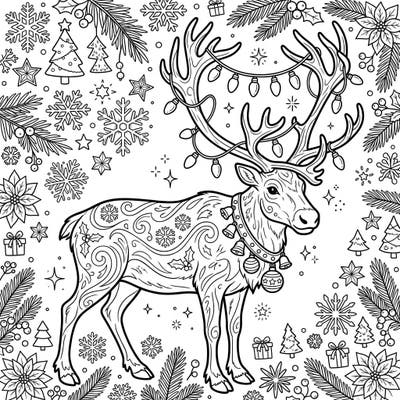 Celebrate the festive season with this enchanting Caribou Christmas coloring page. Discover a beautifully detailed reindeer, perfect for bringing holiday cheer to life with your favorite colors.