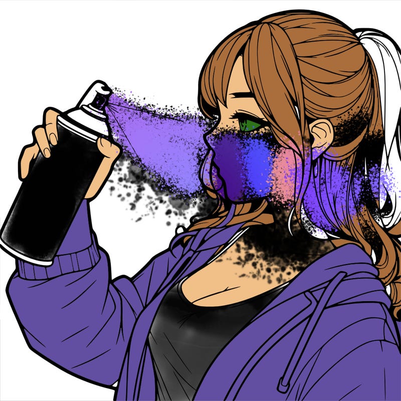 a realistic girl spray, painting