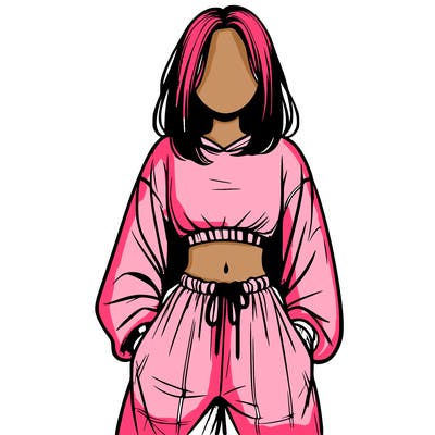 realistic girl faceless with baggy pants and a crop top