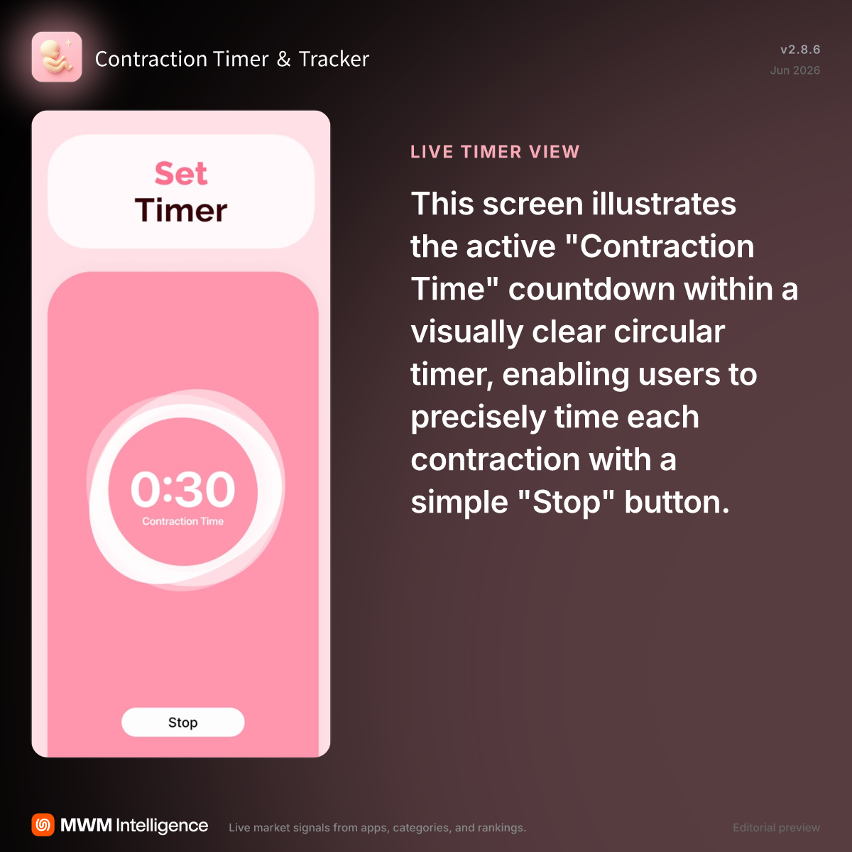 Contraction Timer ＆ Tracker - Medical App | MWM