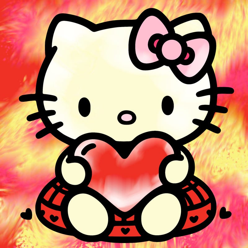 hello kitty holding a hart