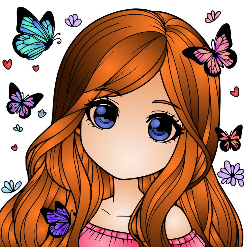 realistic girl with butterflies around her