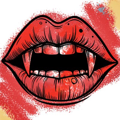 lips with vampire teeth
