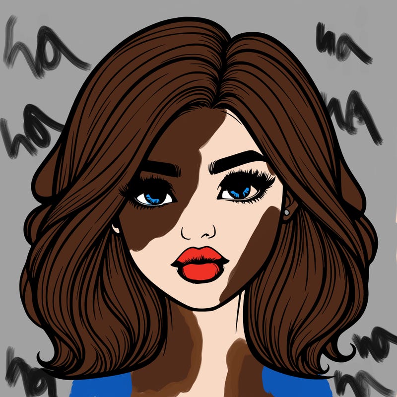 realistic girl with hair on her hair and lips