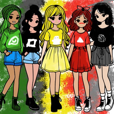 a group of five girls