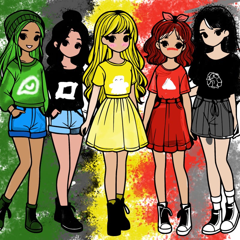 a group of five girls