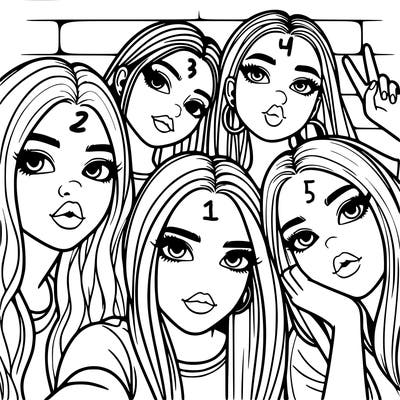 group of teen girls friends y2k up close in a selfie