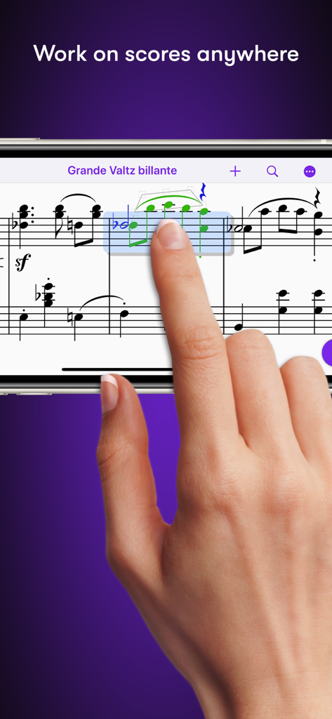 Sibelius - Hand editing musical notation on the Sibelius app using a smartphone