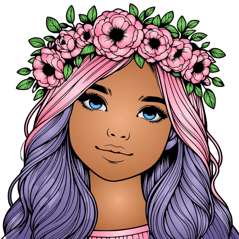 realistic girl with flower crown