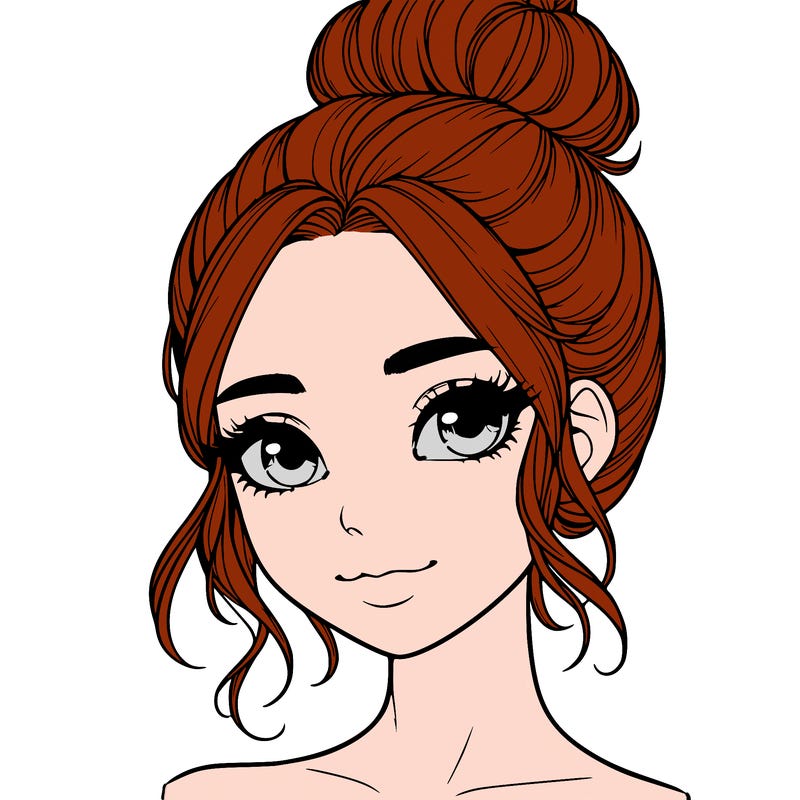 realistic pretty girl with hair in bun