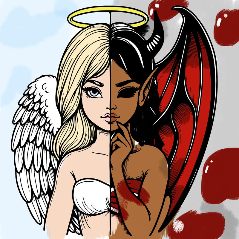 realistic angel half demon