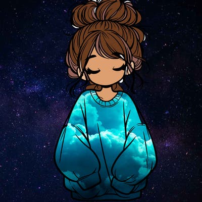 girl with baggy sweatshirt and messy bun