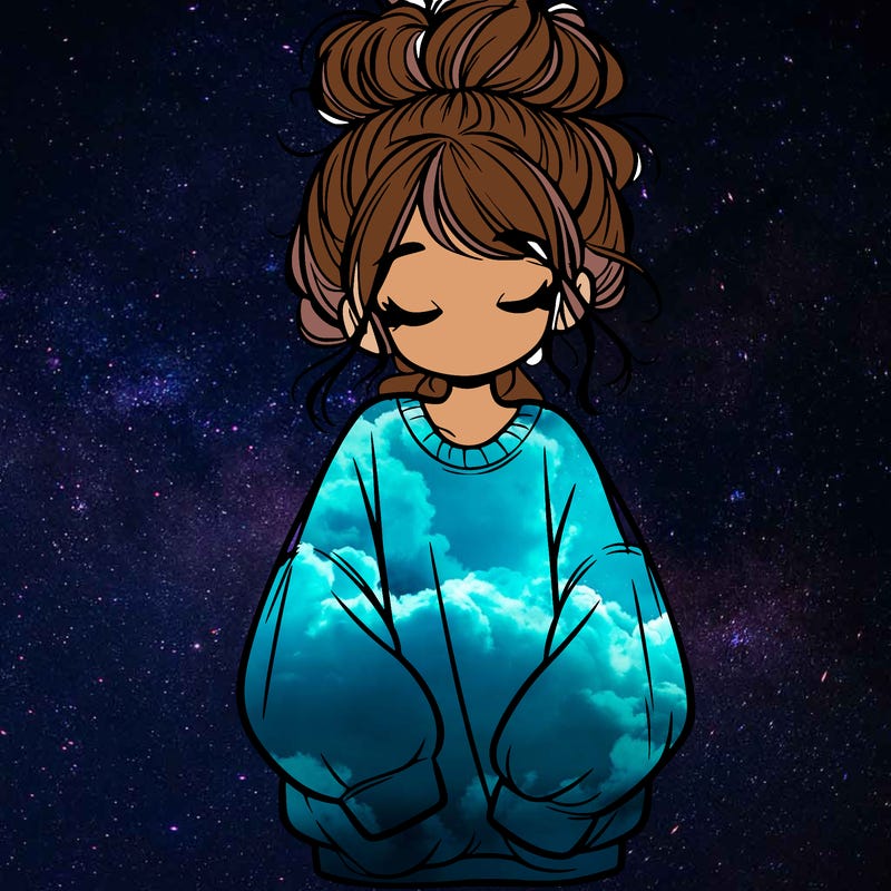 girl with baggy sweatshirt and messy bun