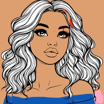 realistic girl with wavy hair and lips