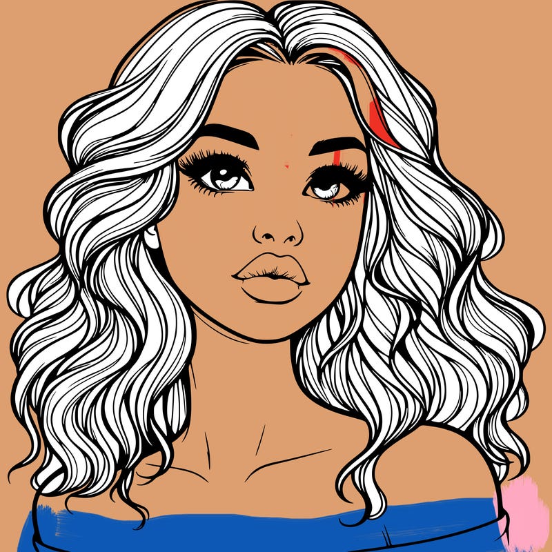 realistic girl with wavy hair and lips