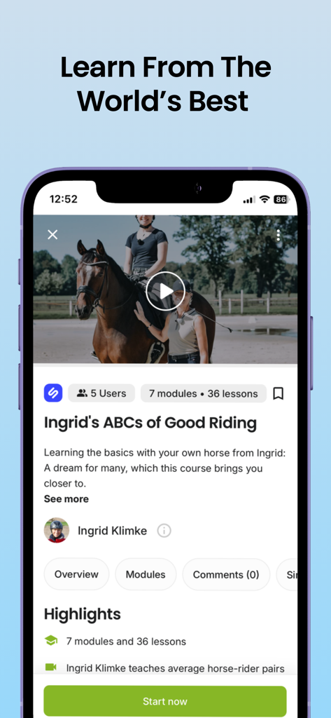 wehorse - Digital Riding Coach - Digital horse riding course with Ingrid Klimke on the wehorse app