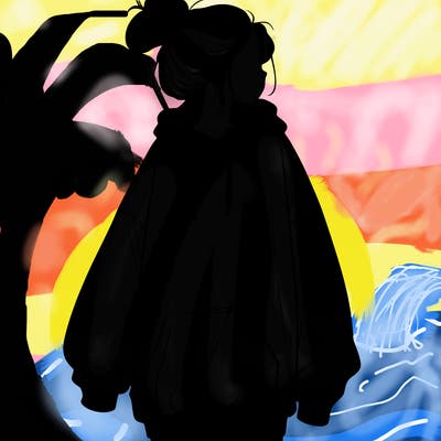 realistic girl with a oversized sweatshirt on and a bun