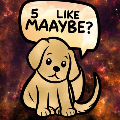 a puppy that says 5 like maybe