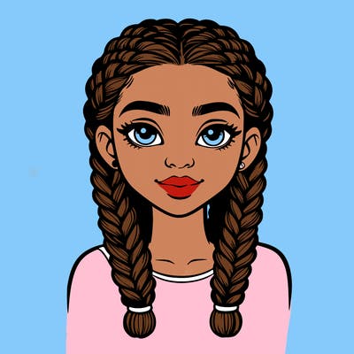 realistic girl with braids