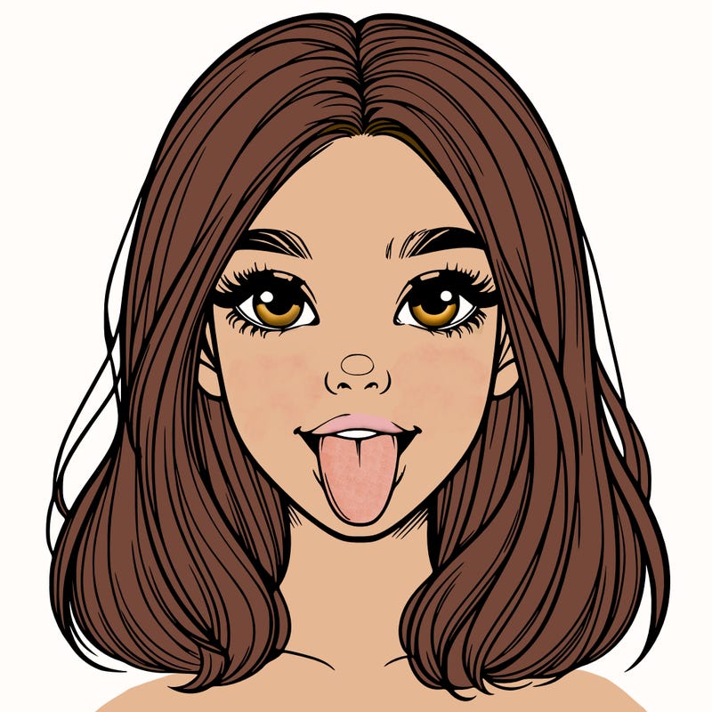 realistic girl with her tongue out
