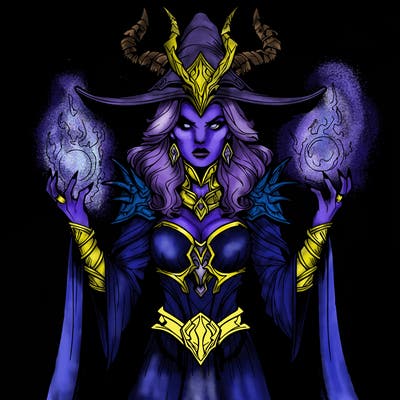realistic evil sorceress fantasy chaos