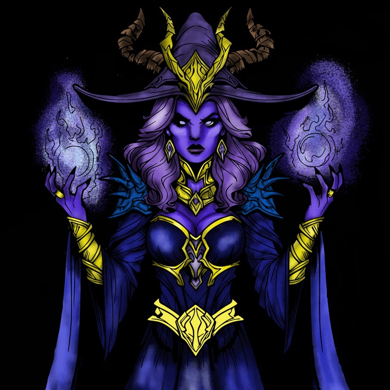 realistic evil sorceress fantasy chaos