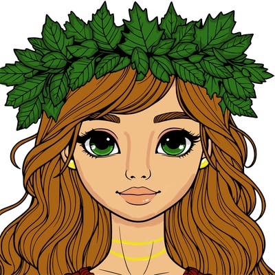 realistic girl with fall leaf crown