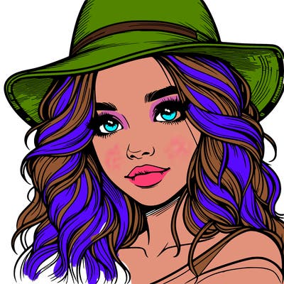 realistic girl with hat