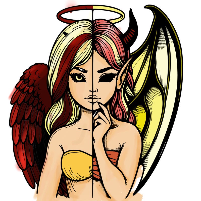 realistic angel half demon