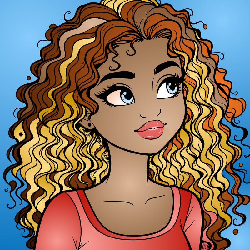 realistic girl with curly hair