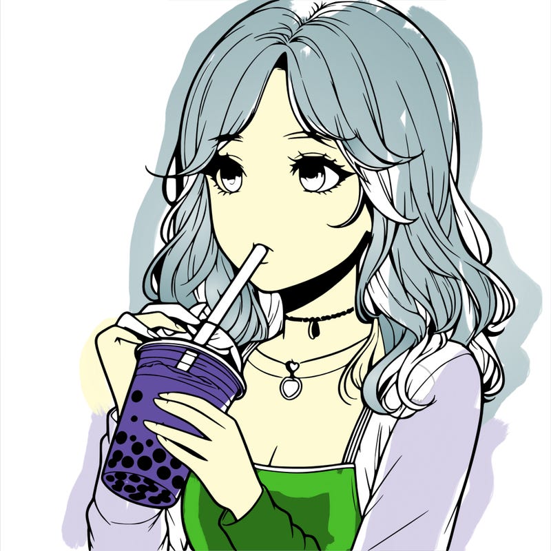 realistic girl drinking boba tea