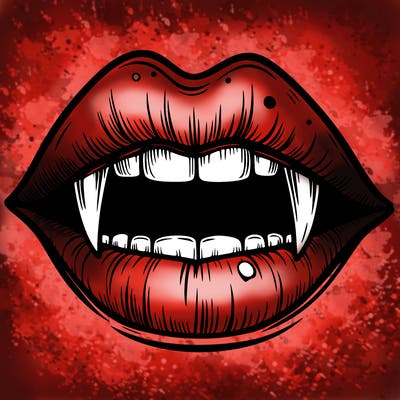 lips with vampire teeth