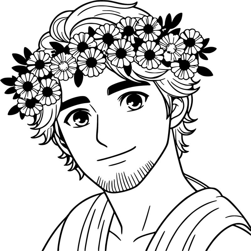 man with flower crown