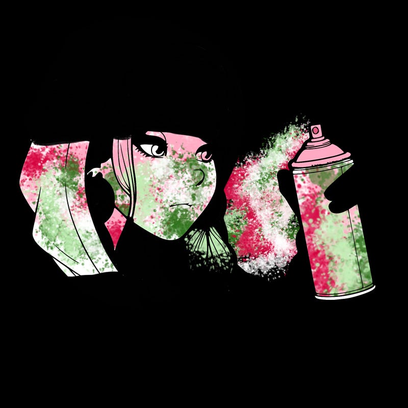 a realistic girl, spray painting