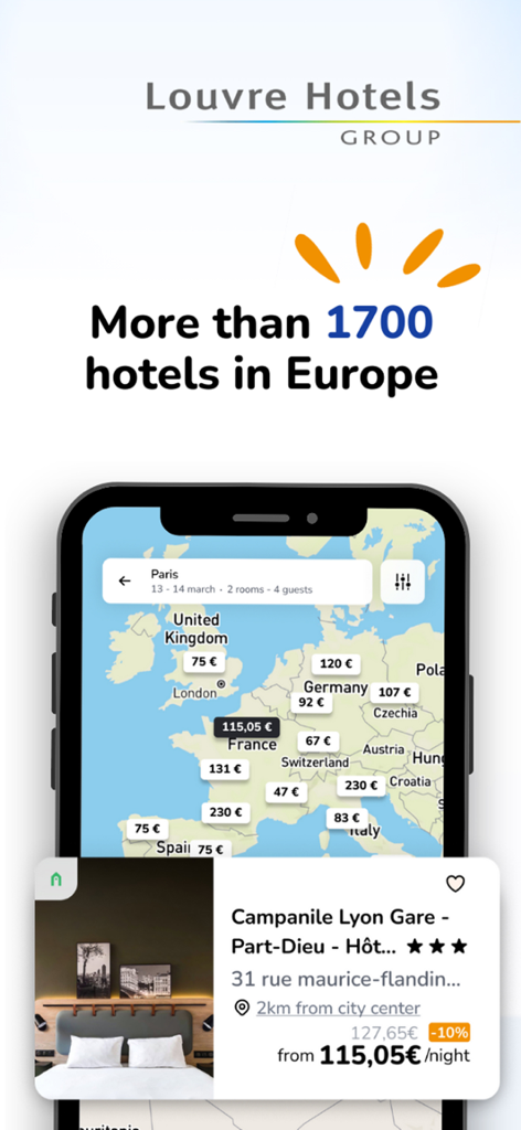 La app de Louvre Hotels Group muestra más de 1.700 hoteles en Europa en un mapa interactivo con precios